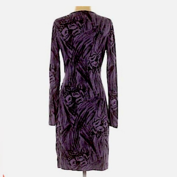 Banana Republic Long Sleeve Purple & Black Abstract Wrap Cocktail Dress- Size XS - Picture 2 of 3